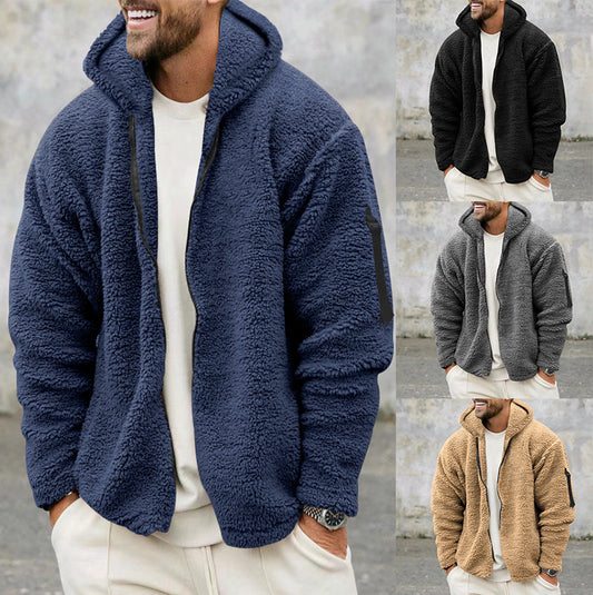 Plush Hooded Jacket , Fleece Double-sided