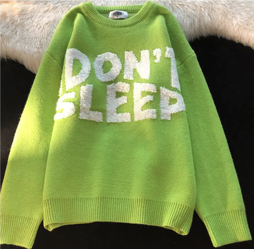 Don't Sleep Korean-Style Knitted Sweater