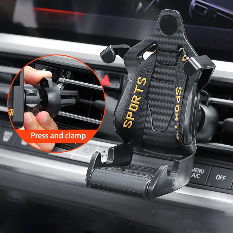 Racing Seat Car Phone Holder - 360° Rotatable Air Vent Mount