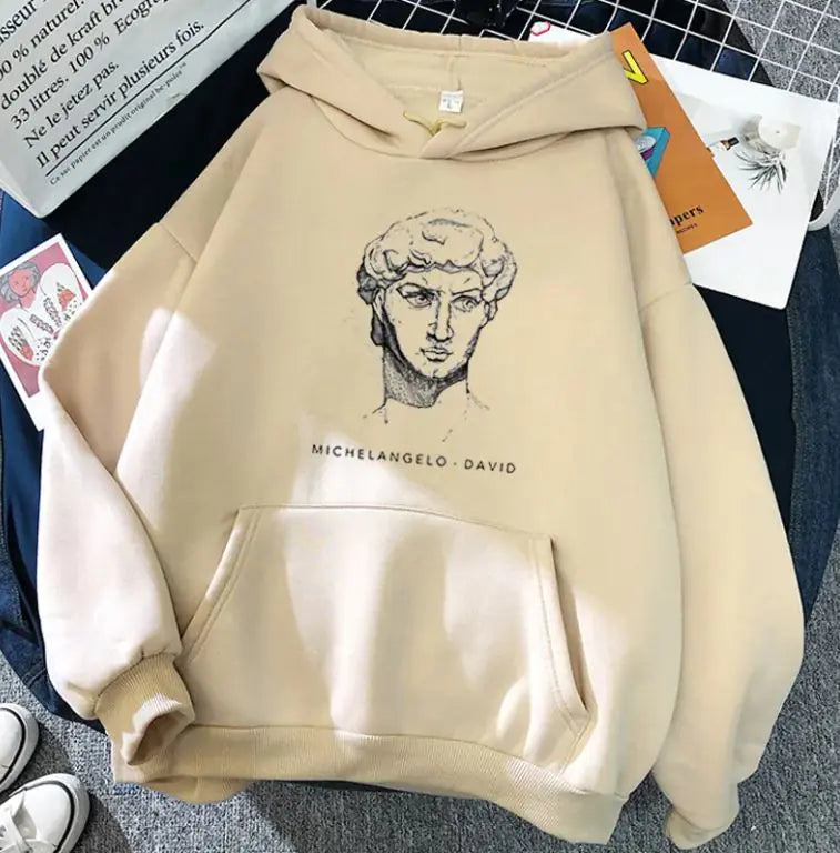 New Michelangelo King David Long Sleeve Fleece Candy Color Hoodie