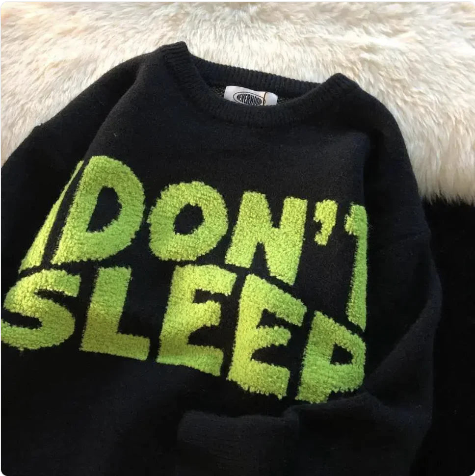 Don't Sleep Korean-Style Knitted Sweater