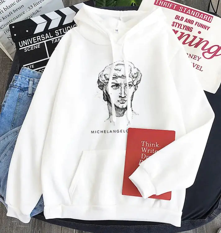 New Michelangelo King David Long Sleeve Fleece Candy Color Hoodie