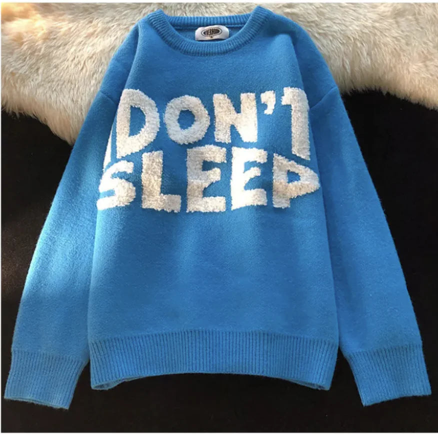 Don't Sleep Korean-Style Knitted Sweater