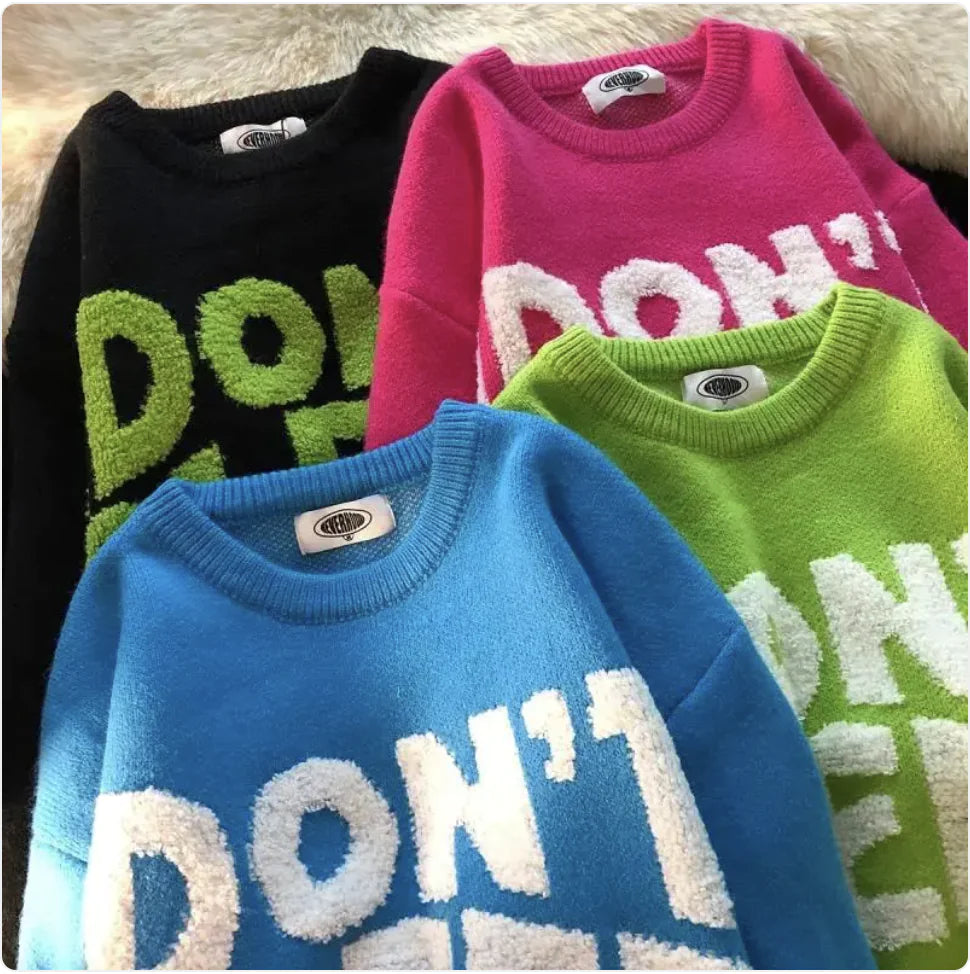 Don't Sleep Korean-Style Knitted Sweater