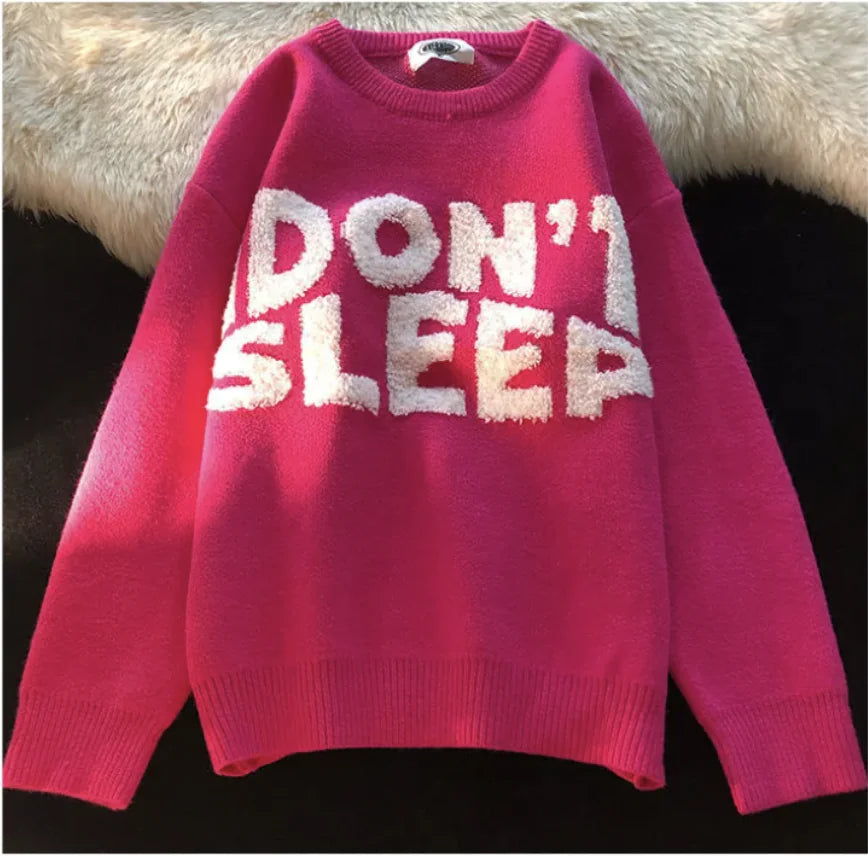 Don't Sleep Korean-Style Knitted Sweater